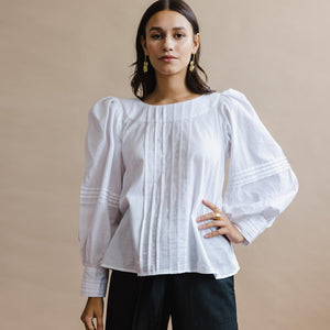 Romantic pintuck blouse. Handmade in Nepal by Mulxiply.
