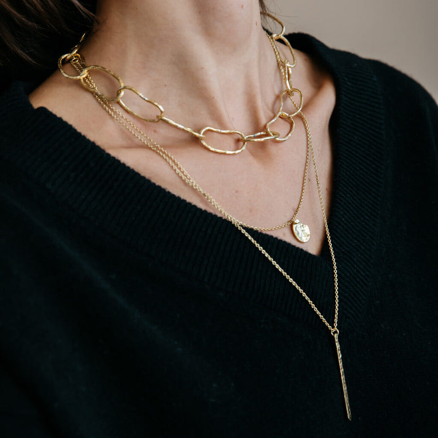 Bold, chunky chain necklace made by hand.