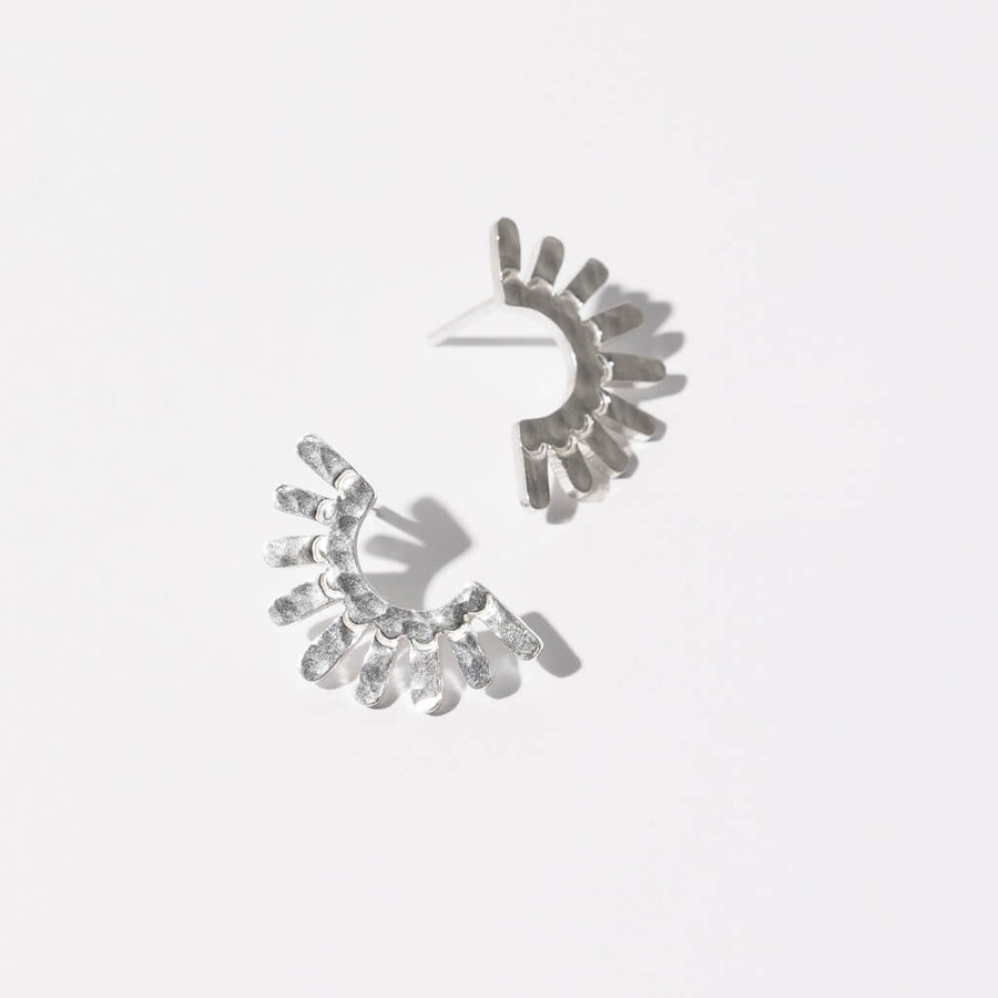 Hammered Sterling Silver Ray Earrings by Mulxiply