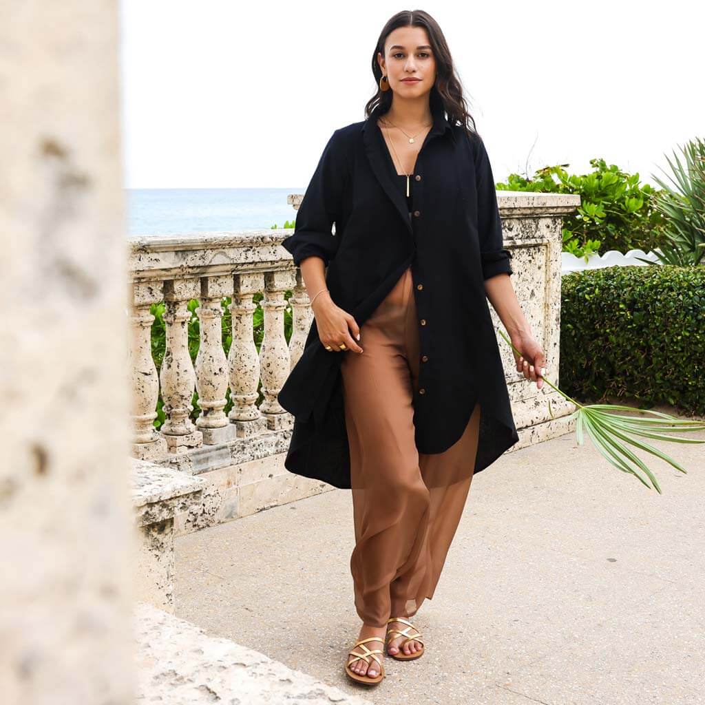 button up shirt dress black Satin Jewel Button Down Shirt Dress Black