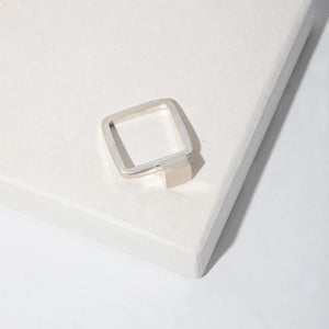 Square Sterling Silver band ethically made in Nepal.
