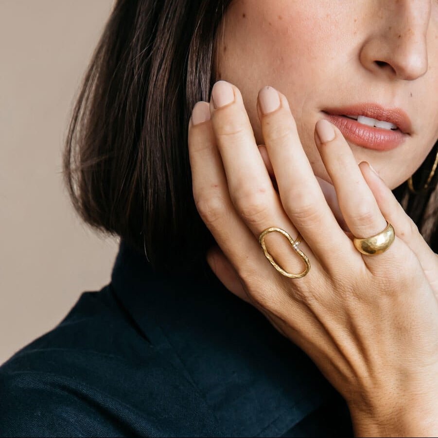The ring that looks good on everyone. Hammered into shape to elevate your everday.