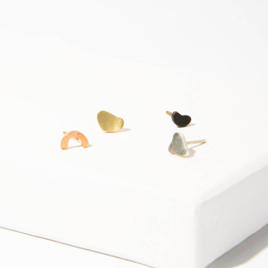 tiny terrazzo pattern earring studs for multiple piercings in mixed metals