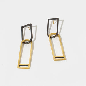 Mixed Metal earrings with mid-centry modern inspiration.