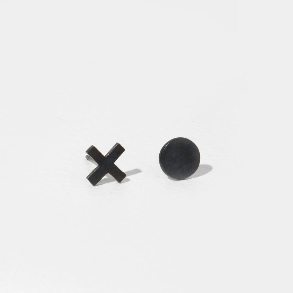 MULXIPLY XO Stud Earrings - Oxidized Brass