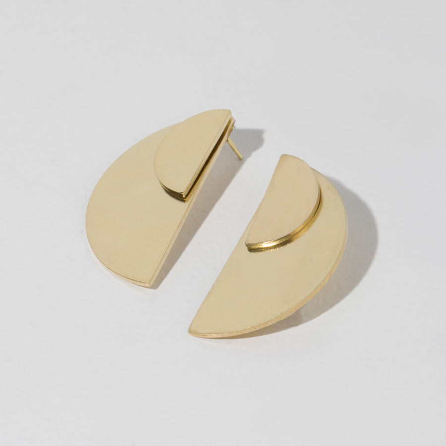 Balance Half-Circle Two-in-One Brass Earrings by MULXIPLY hand forged  by master artisans in Nepal