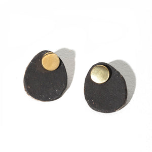 MULXIPLY Stone 2-in-1 Earrings - Charcoal + Brass