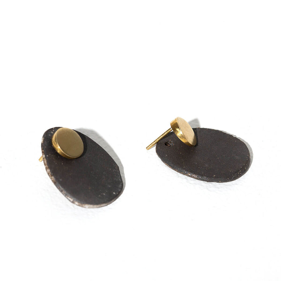 MULXIPLY Stone 2-in-1 Earrings - Charcoal + Brass