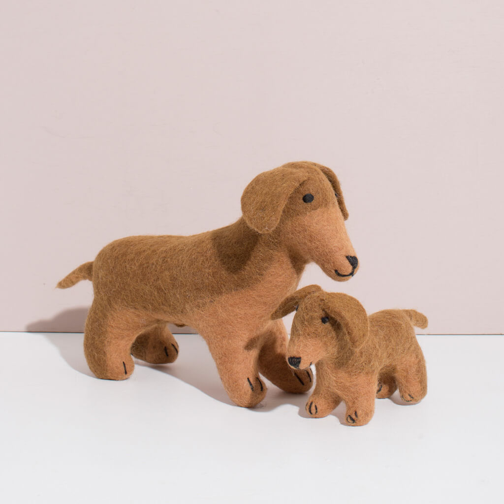 MULXIPLY Hand Felted Dachshund Duo Stuffed Animals