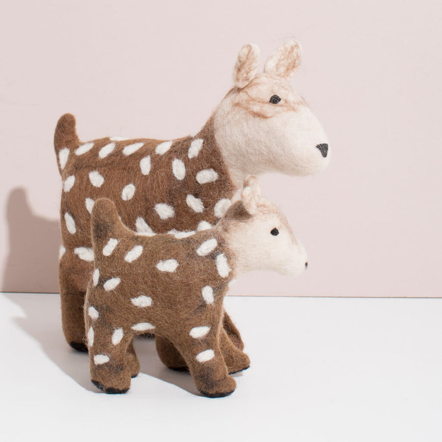 MULXIPLY Hand Felted Deer Duo Stuffed Animal