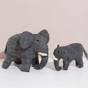 MULXIPLY Hand Felted Elephant Duo Stuffed Animals