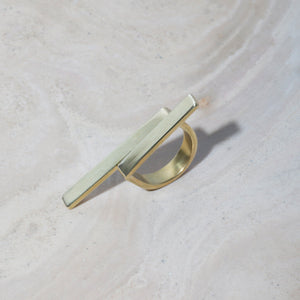 Edgy statement ring in brass by Mulxiply