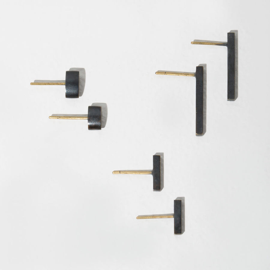 MULXIPLY Stick Stud Earrings - Oxidized Brass