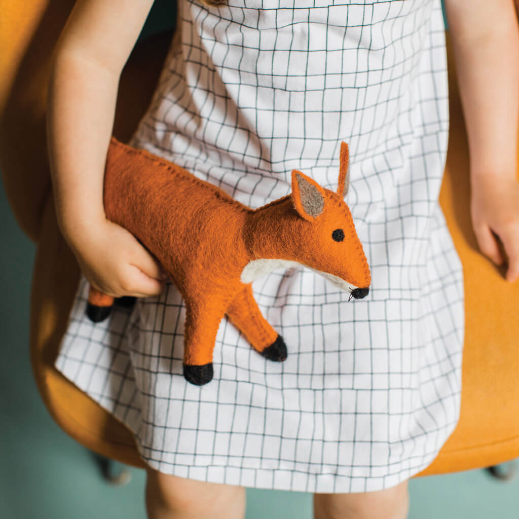 Hand Fox Letf Hand Felted Large Fox - Ethical Toy | MULXIPLY