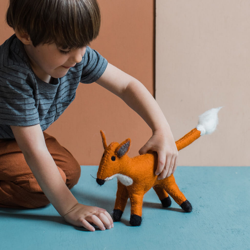 Hand Fox Letf Hand Felted Large Fox - Ethical Toy | MULXIPLY
