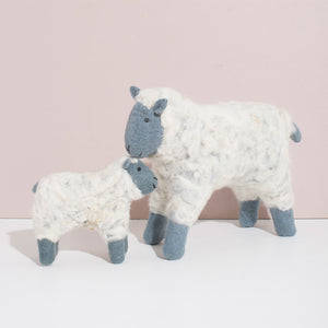 Hand Felted Grey Sheep Duo