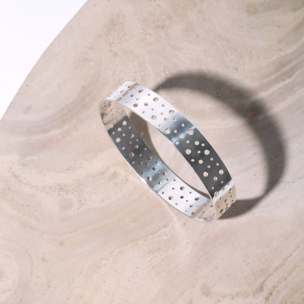 MULXIPLY Moon Oval Bangle in Sterling Silver