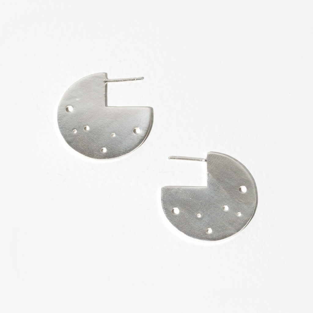 Moon Coin Hoop Earrings - Sterling Silver | MULXIPLY