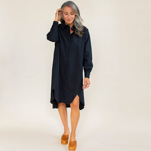 The best shirtdress by Mulxiply in handwoven black cotton.