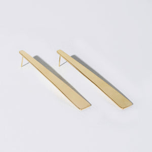 Smooth Path Statement Earrings - Brass