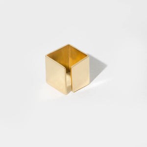Smooth Path Adjustable Square Ring - Brass