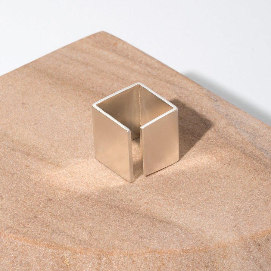 Smooth Path Adjustable Square Ring - Sterling Silver