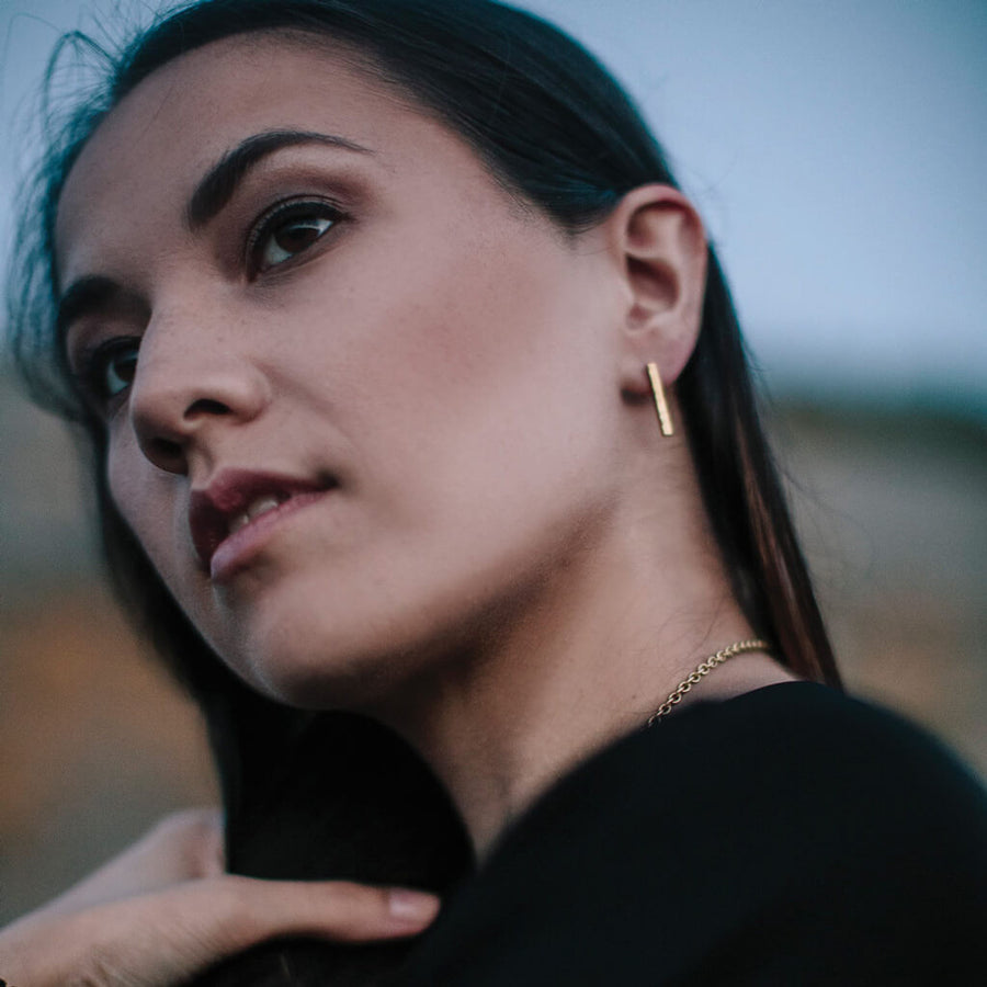 MULXIPLY Stick Stud Earrings - Brass