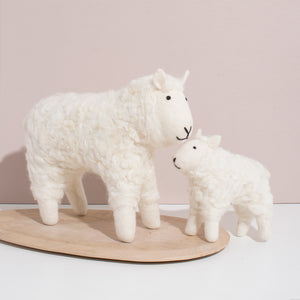 MULXIPLY Hand Felted White Sheep Duo Stuffed Animals