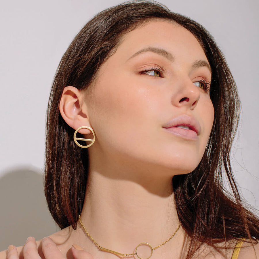 MULXIPLY Wink Circle Earrings - Brass